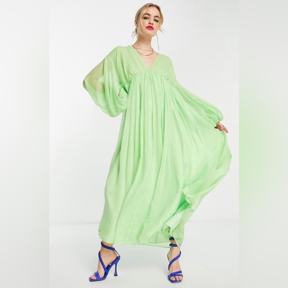 ASOS Dresses & Skirts - ASOS Deep V-neck Long Sleeve Midi Dress